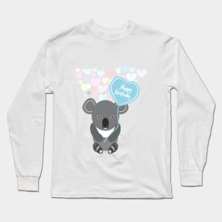 Happy Birthday Card Cute Gray Koala Long Sleeve T-Shirt